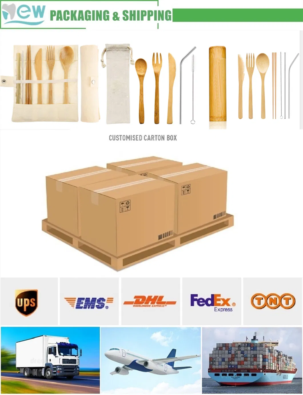 Biodegradable Bamboo Natural Portable Cutlery Fork-Spoon Utensils with Customs Logo Laser Engraved