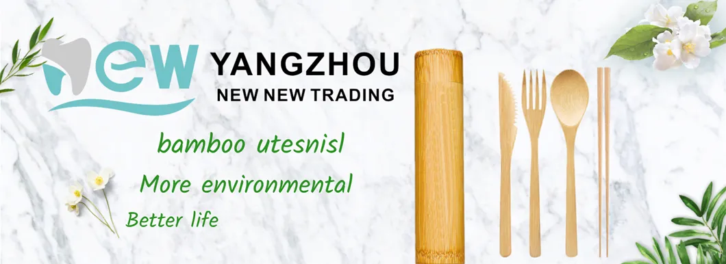 Biodegradable Bamboo Natural Portable Cutlery Fork-Spoon Utensils with Customs Logo Laser Engraved