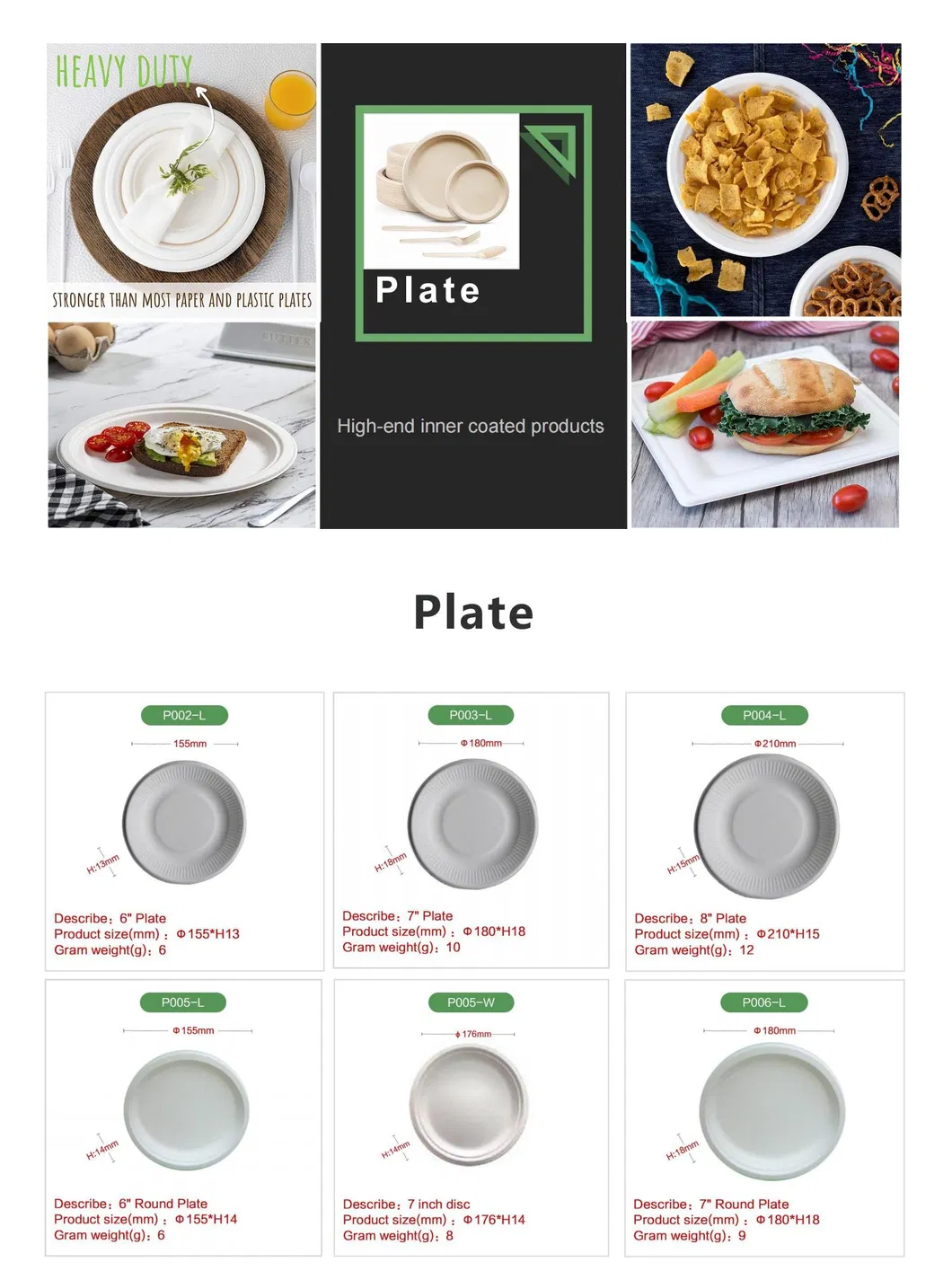 Biodegradable Dinner Plate Can Be Customized Bagasse Pulp Plate Disposable Dessert Plate