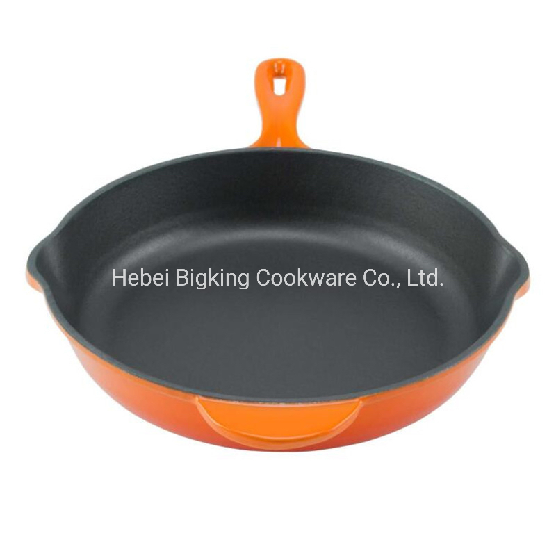 Cast Iron Pan, Enamel Coated Frying Pan/ Skillet
