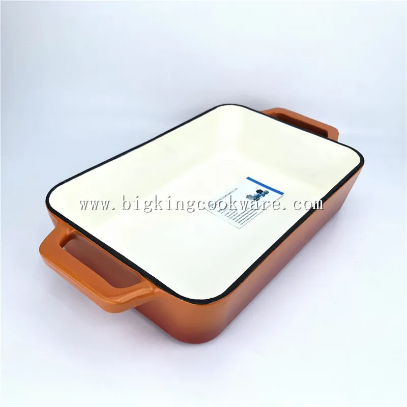 Cast Iron Rectangular Roaster, 30 Cm - Orange