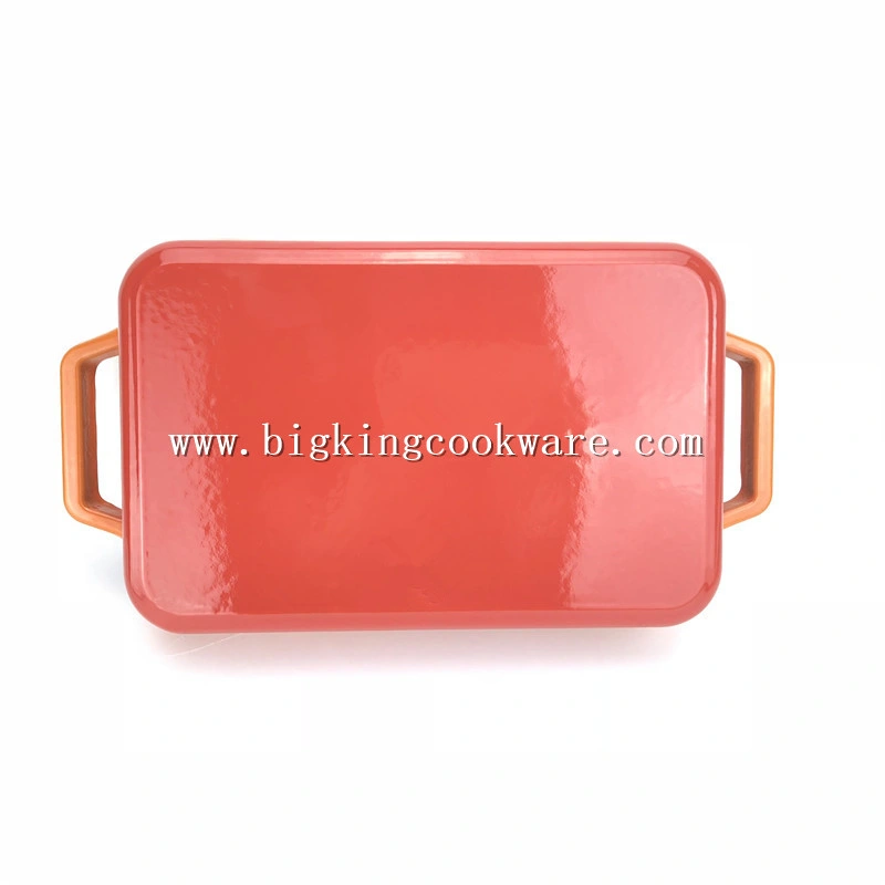 Cast Iron Rectangular Roaster, 30 Cm - Orange