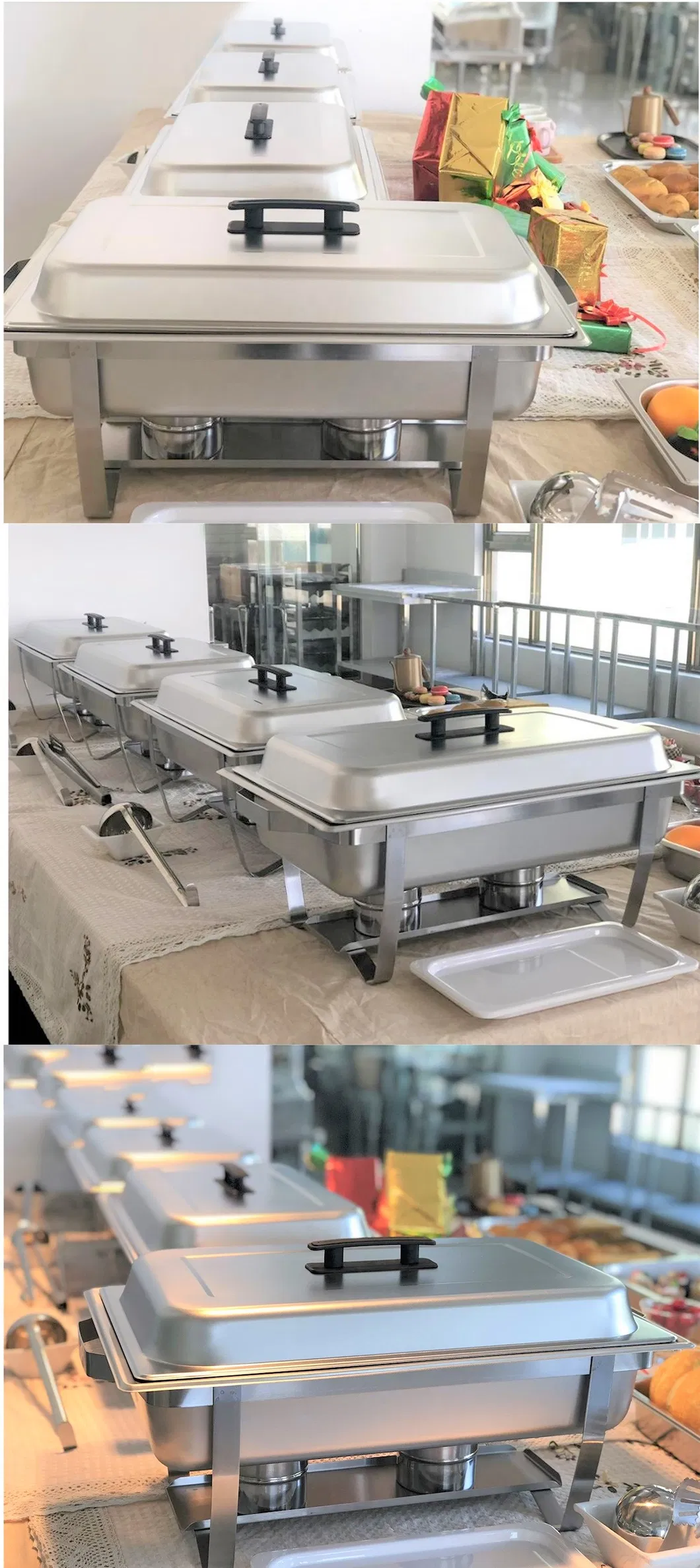 Catering Supplies F433 Stainless Steel 8qt. Chafing Dish Buffet Chafer Foldable Food Warmer