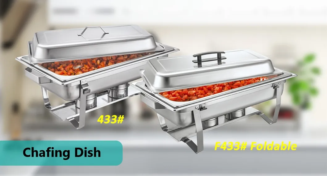 Catering Supplies F433 Stainless Steel 8qt. Chafing Dish Buffet Chafer Foldable Food Warmer