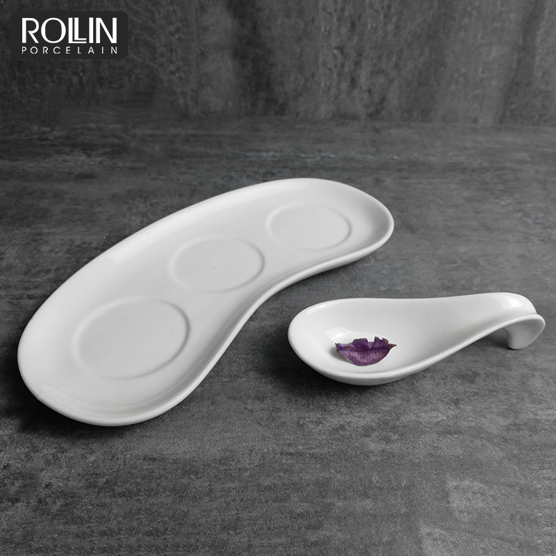 Chaozhou Factory Wholesale Cheap Spoon-Shaped Dessert Ceramic Dish