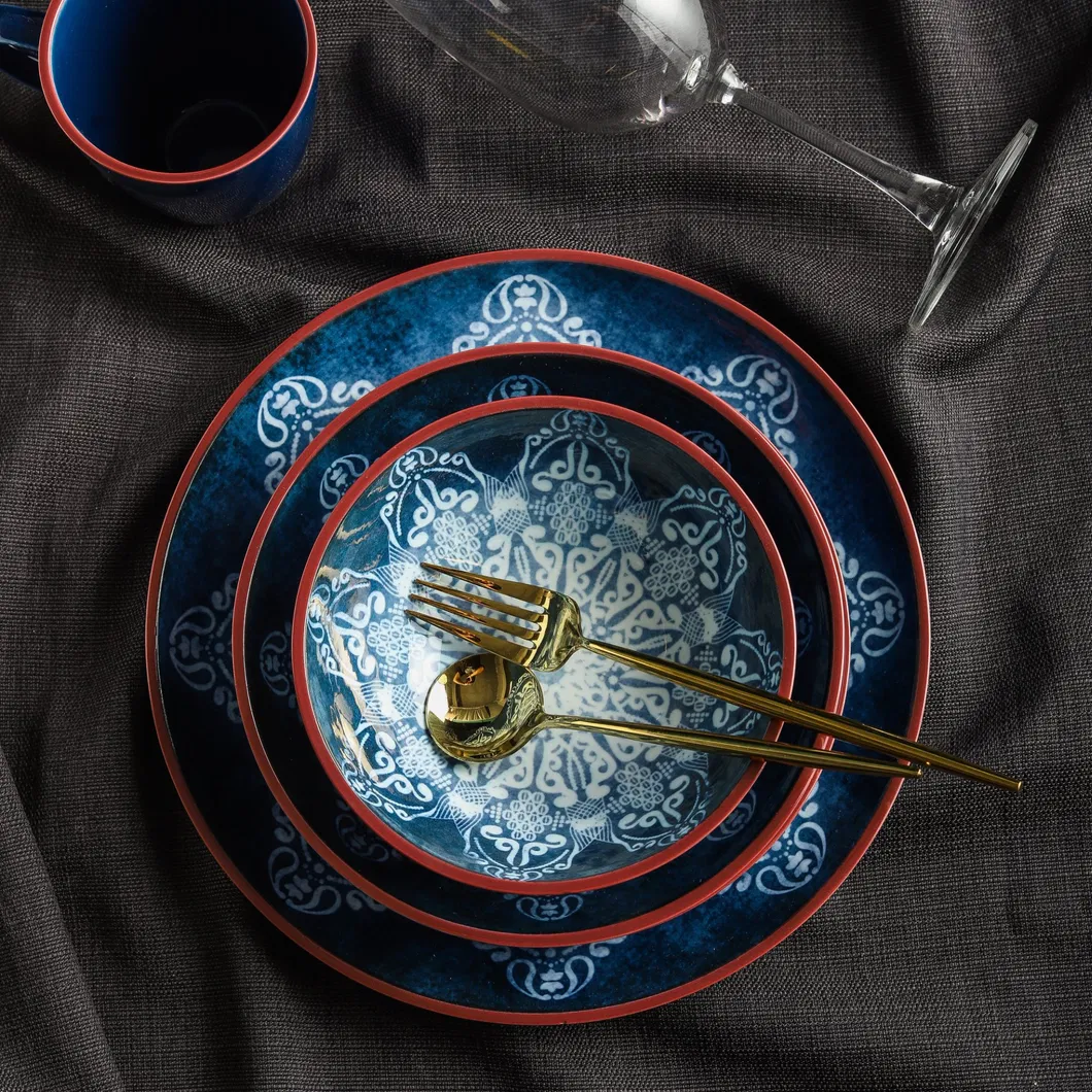 Chinaware Blue Tableware Ceramic Dinner Set Plate Porcelain Dinnerware