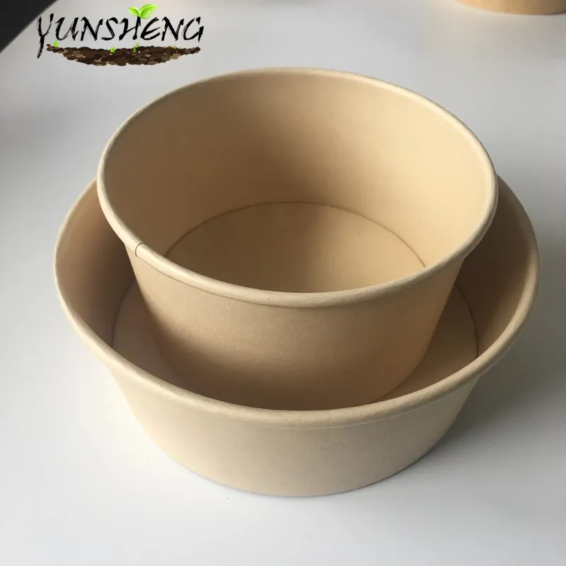 Compostable Disposable Kraft or Bamboo Pulp Paper Bowl for Soup/Salad/Fastfood