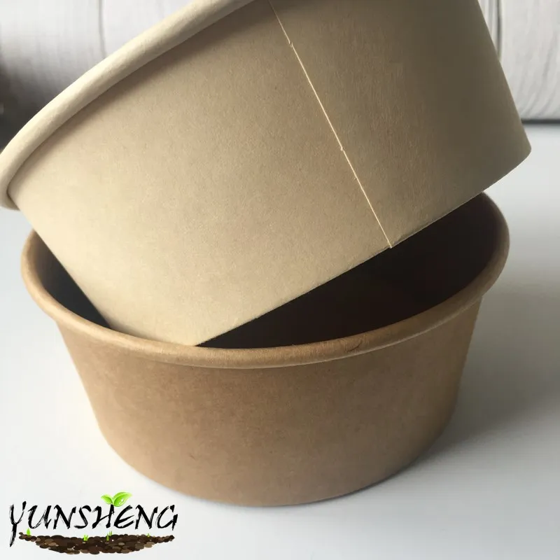 Compostable Disposable Kraft or Bamboo Pulp Paper Bowl for Soup/Salad/Fastfood