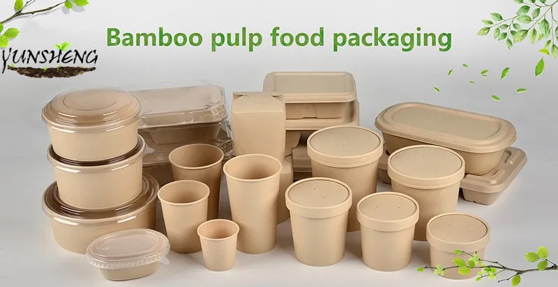 Compostable Disposable Wheat Straw or Sugarcane Bagasse or Bamboo Pulp Paper Rectangle Box for Takeaway Food