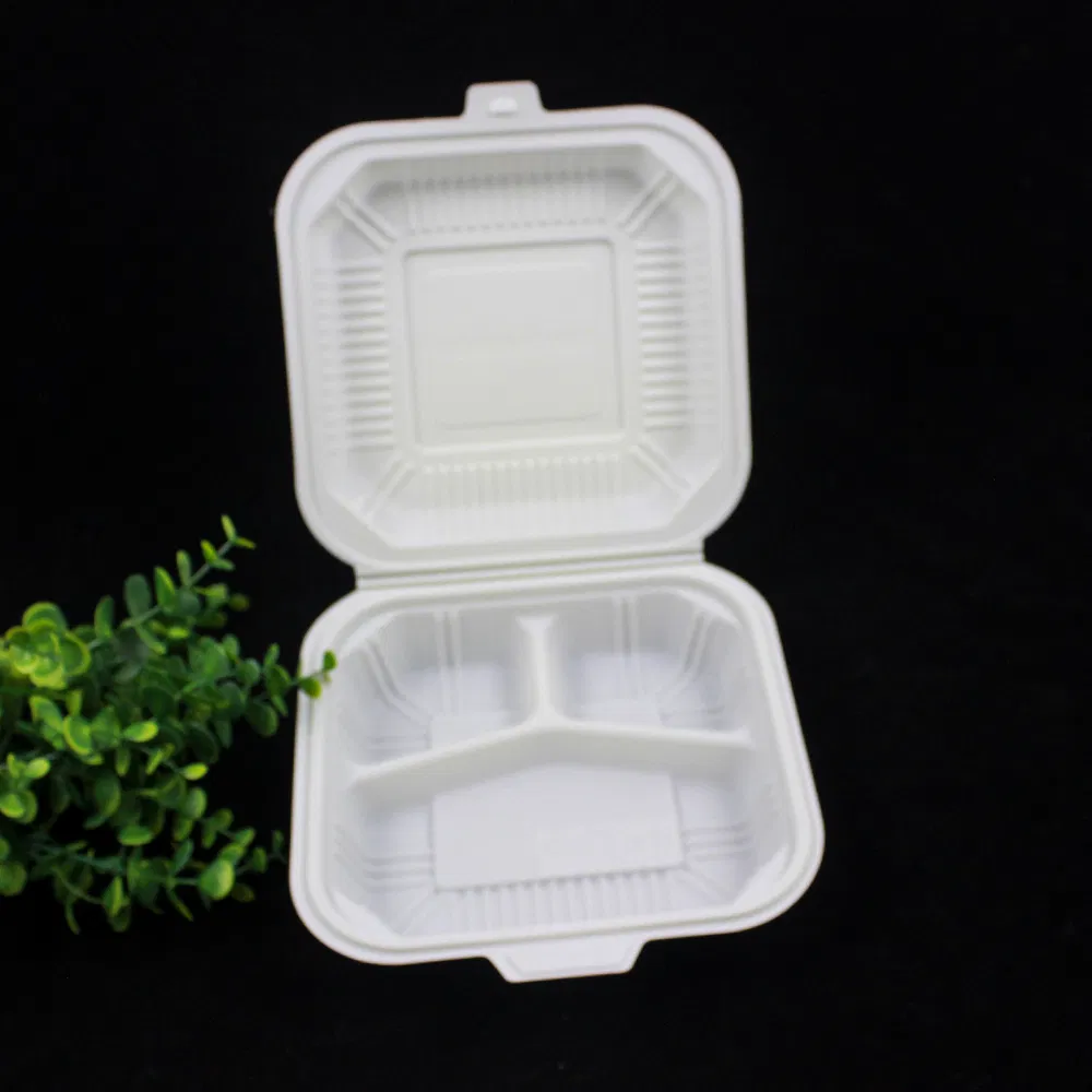 Corn Starch Lunch Box with Lid Biodegradable Lunch Box Disposable Eco-Freindly Food Starch Lunch Container Composatable Takeaway Box
