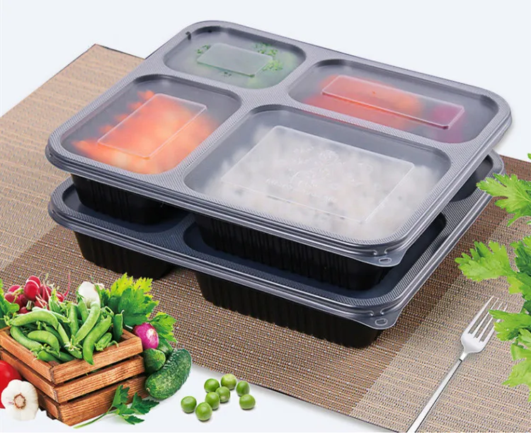 Disposable 4 Compartment Lunch Dinner PP Plastic Storage Food Box