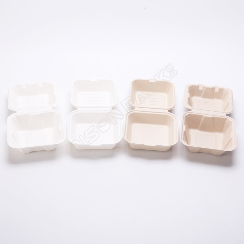 Disposable Burger Packaging Sugarcane Bagasse Box Paper Clamshell Box Biodegradable Food Packaging Box