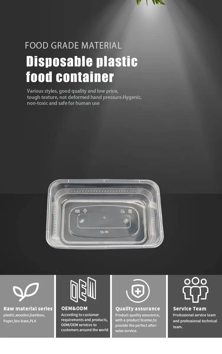 Disposable Clear BPA Free PP Plastic Food Container Bento Lunch Box with Leakproof Lid