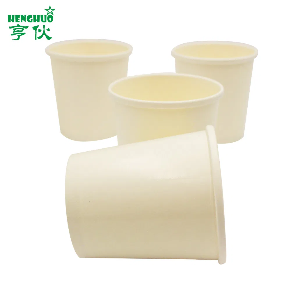 Disposable Food Container Brown Kraft Paper Soup Bowl with Lid Ice Cream Bowl