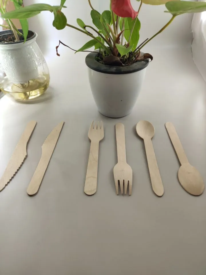 Disposable Wooden Fork Biodegradable Eco-Friendly Tableware Cake Fruit Fork FDA
