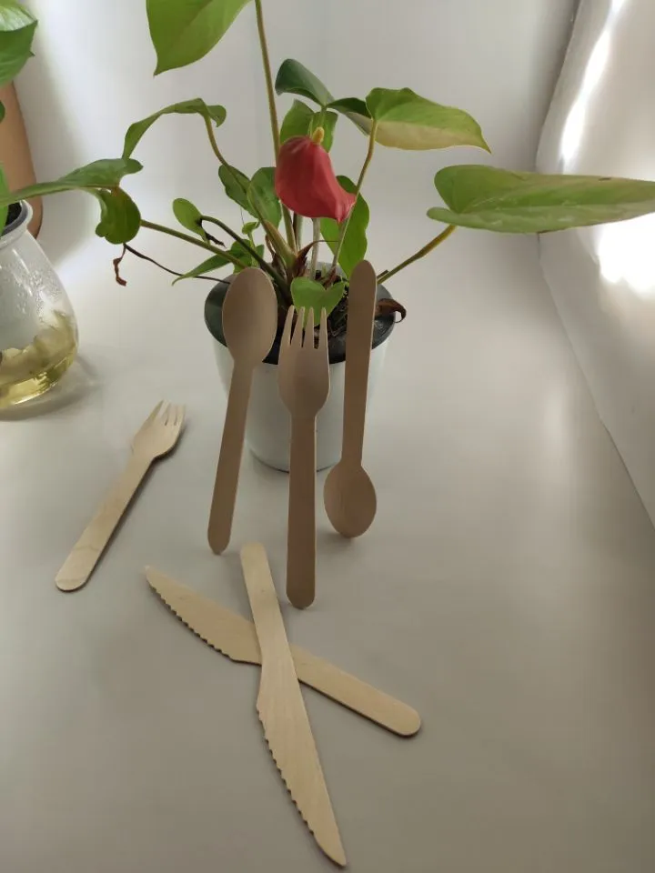 Disposable Wooden Fork Biodegradable Eco-Friendly Tableware Cake Fruit Fork FDA