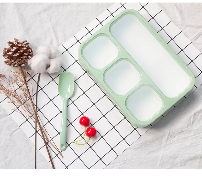 Double Layer 4 Compartment Leakproof Plastic Bento Lunchbox