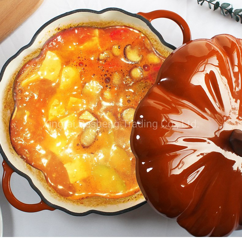 Ds-EPC01 Pumpkin Shape Enamel Cast Iron Cooking Pots