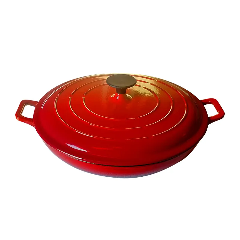Ds-Esp01 Top Selling Matte Orange Enamel Cast Iron Casserole Pot with Lid