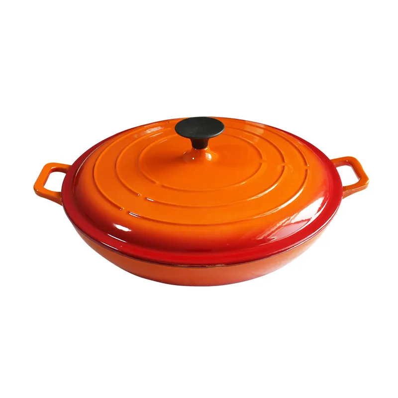 Ds-Esp01 Top Selling Matte Orange Enamel Cast Iron Casserole Pot with Lid