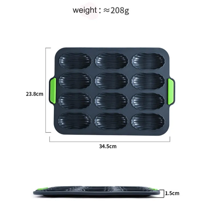 Eco-Friendly Cake Tools 12PCS Baking Mold Silicone Madeleine Cake Pan Chocolate Cookies Cake Mold