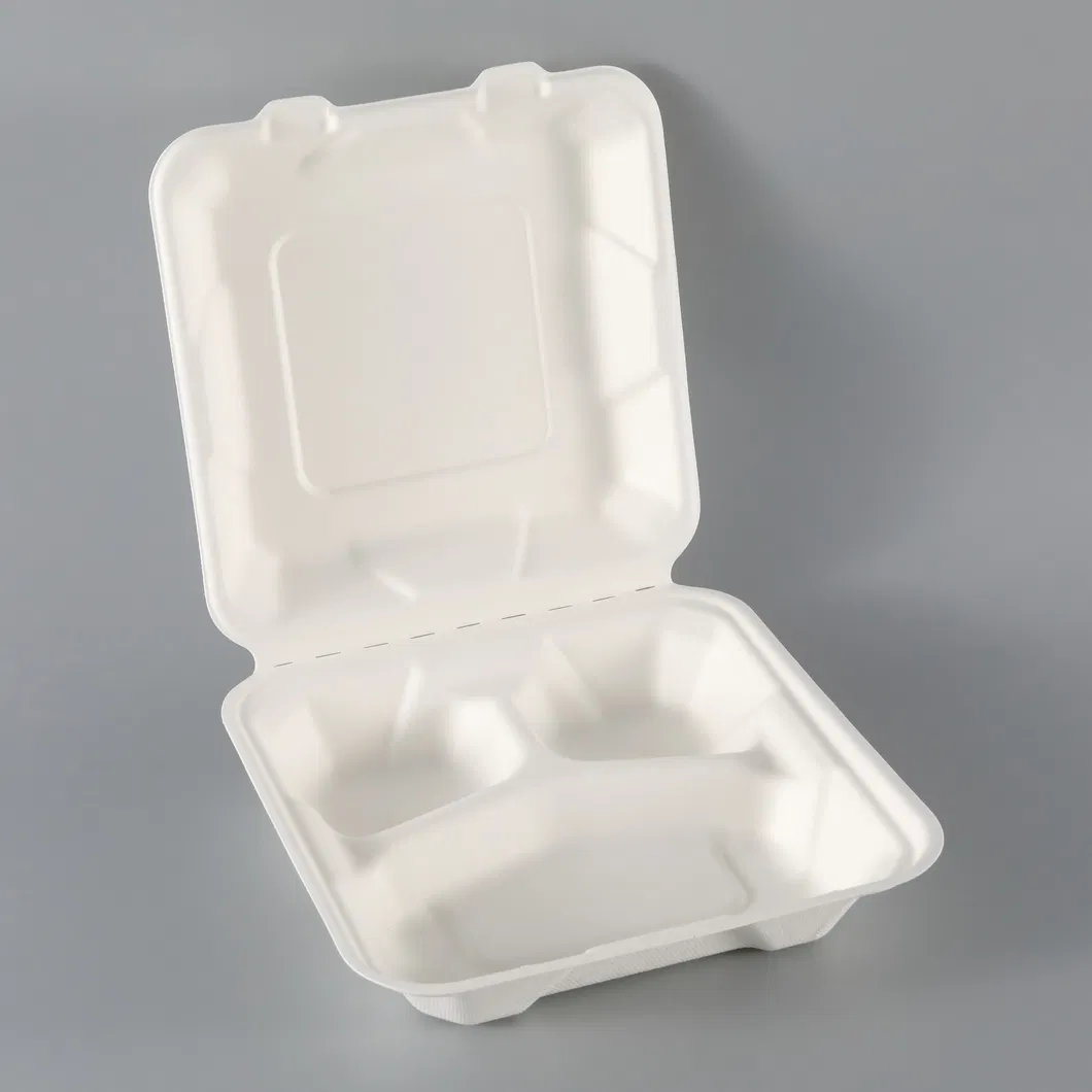 Eco-Friendly Heating 8 Inch Lunch Biodegradable Disposable Food Container