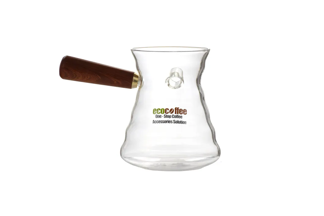 Ecocoffee 600ml Wood Handle Borosilicate Glass Coffee Pot Pour Over Coffee Maker Coffee Pour Over Glass Pot Tr01/Tr02