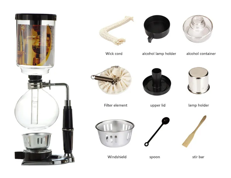 Ecocoffee Classic Style Coffee Syphon Machine 300ml 500ml Counted Tea/Coffee Siphon Espresso Coffee Maker Bt3 Bt5