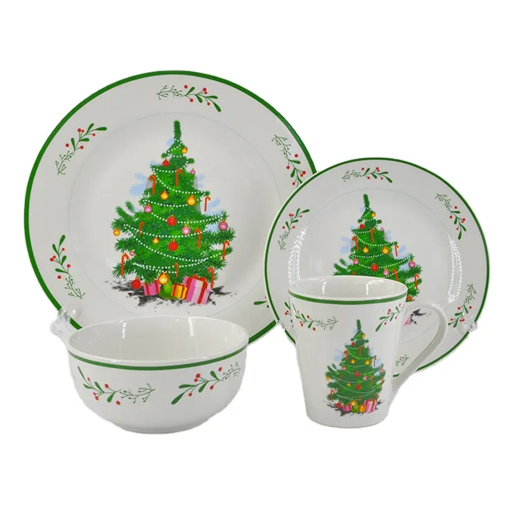 European Luxury Custom Logo Modern Elegance Fine 16PCS China Tableware Ceramic Dinnerware Sets Christmas Porcelain Dinner Set