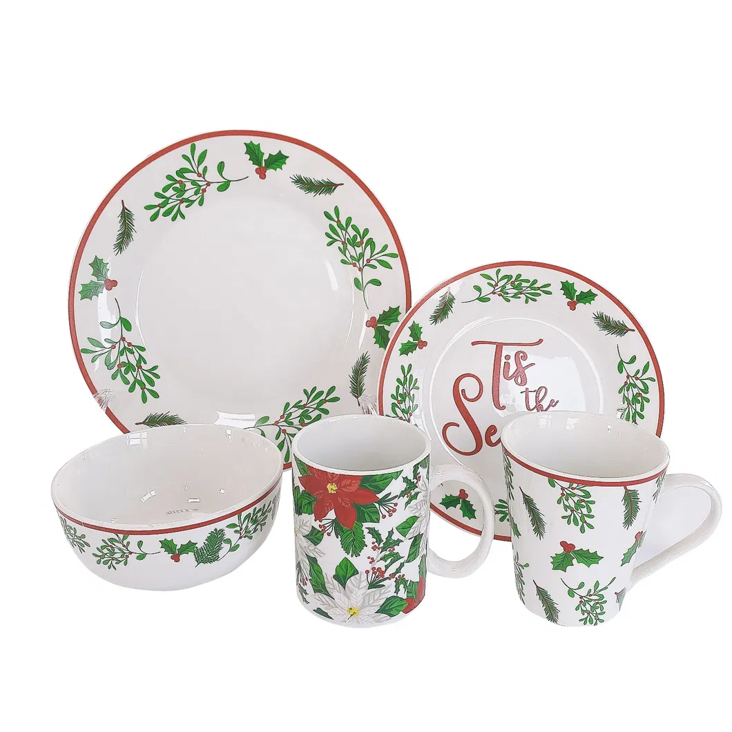 European Luxury Custom Logo Modern Elegance Fine 16PCS China Tableware Ceramic Dinnerware Sets Christmas Porcelain Dinner Set
