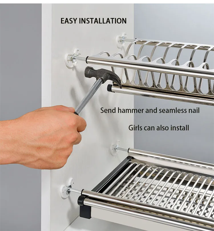 Factory Price Tableware Stainless Steel Kitchen Storage Standing Dish Draining Drying Rack Plate Organizer