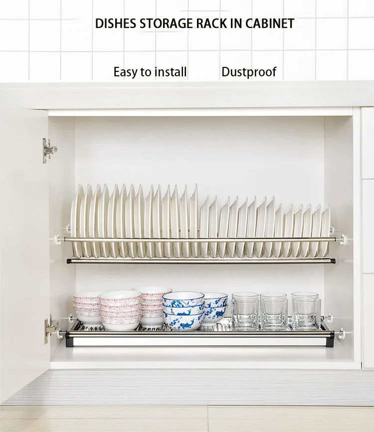 Factory Price Tableware Stainless Steel Kitchen Storage Standing Dish Draining Drying Rack Plate Organizer