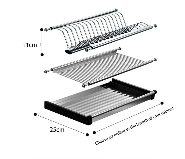 Factory Price Tableware Stainless Steel Kitchen Storage Standing Dish Draining Drying Rack Plate Organizer