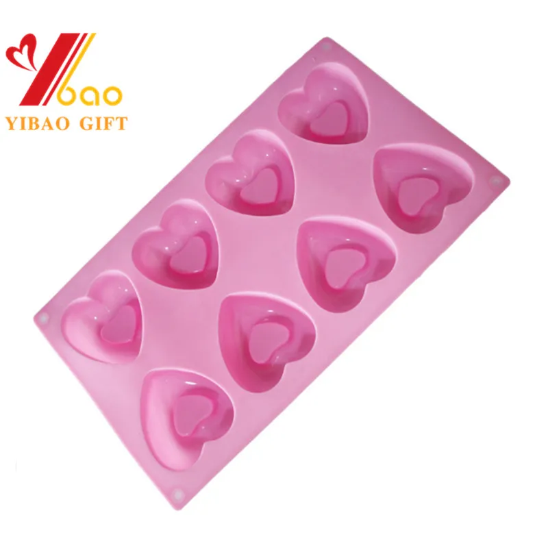 FDA Silicone Mold Custom Heart Shape Soap Mould Bakeware Candy Cake Mold for Baking (XY-CM-382)