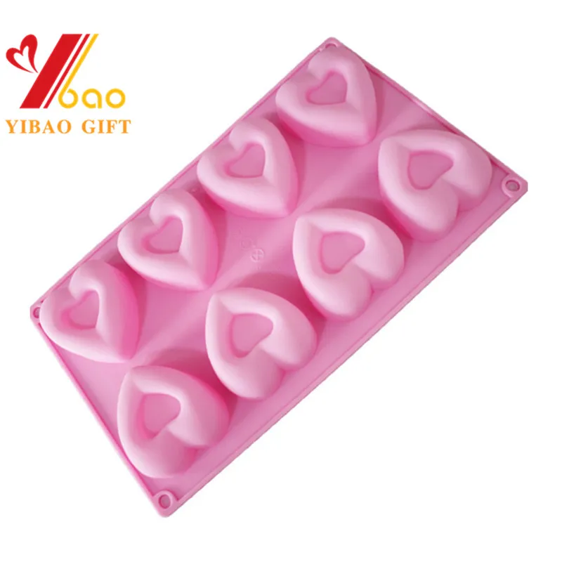 FDA Silicone Mold Custom Heart Shape Soap Mould Bakeware Candy Cake Mold for Baking (XY-CM-382)