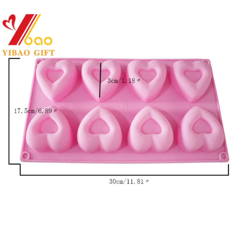 FDA Silicone Mold Custom Heart Shape Soap Mould Bakeware Candy Cake Mold for Baking (XY-CM-382)