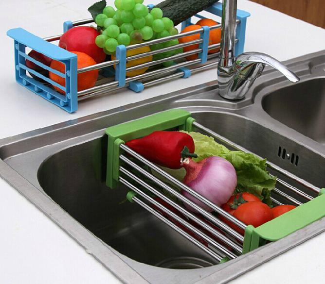 Flexible Stainless Steel Draining Rack for Kitchen Sink