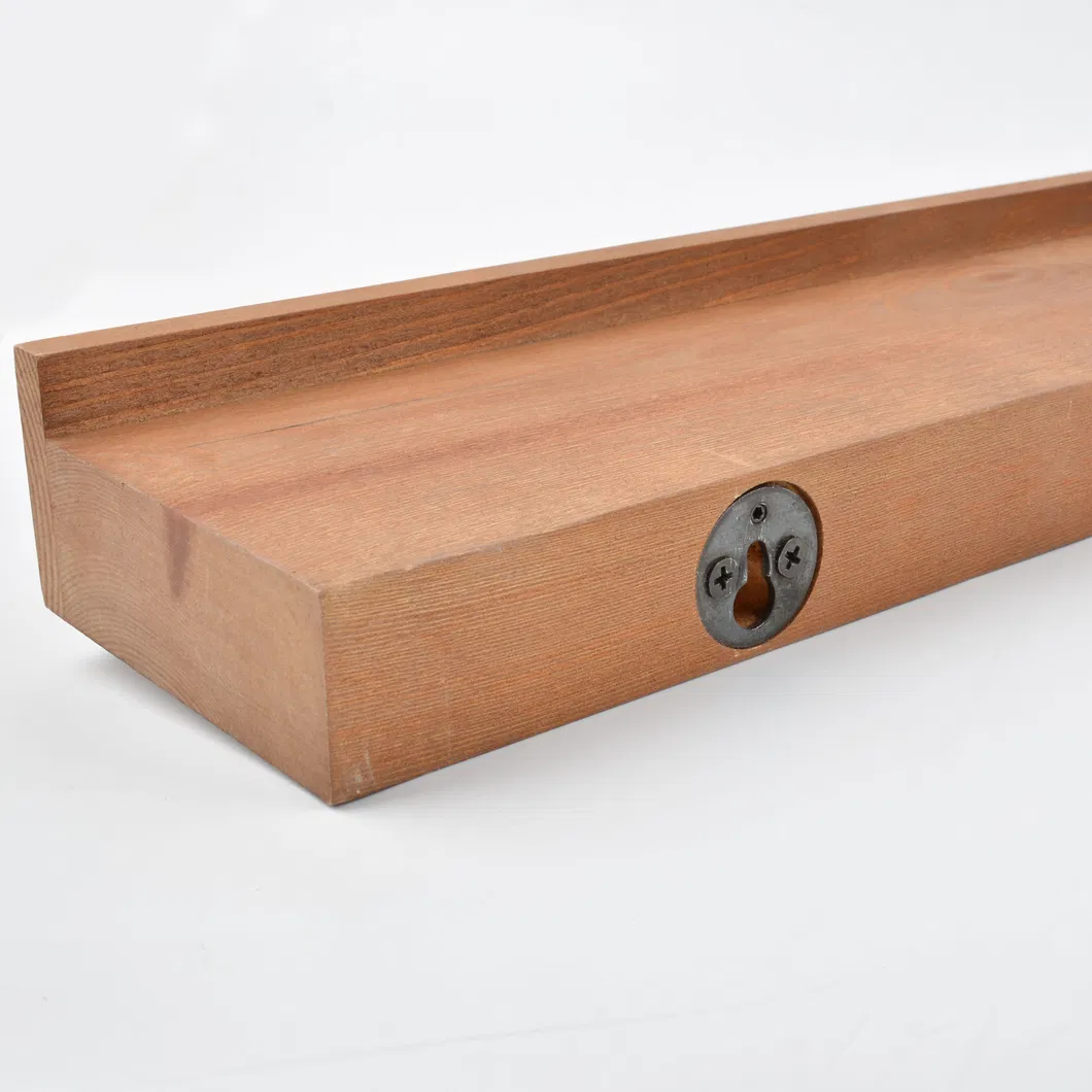 Floating Wooden Shelf for Storage Kitchen Spice Rack with 5 Hooks
