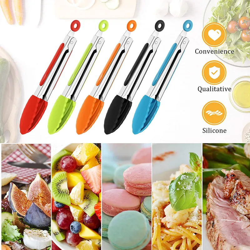 Food Grade Non-Slip Silicone Kitchen Cooking BBQ Food Tong