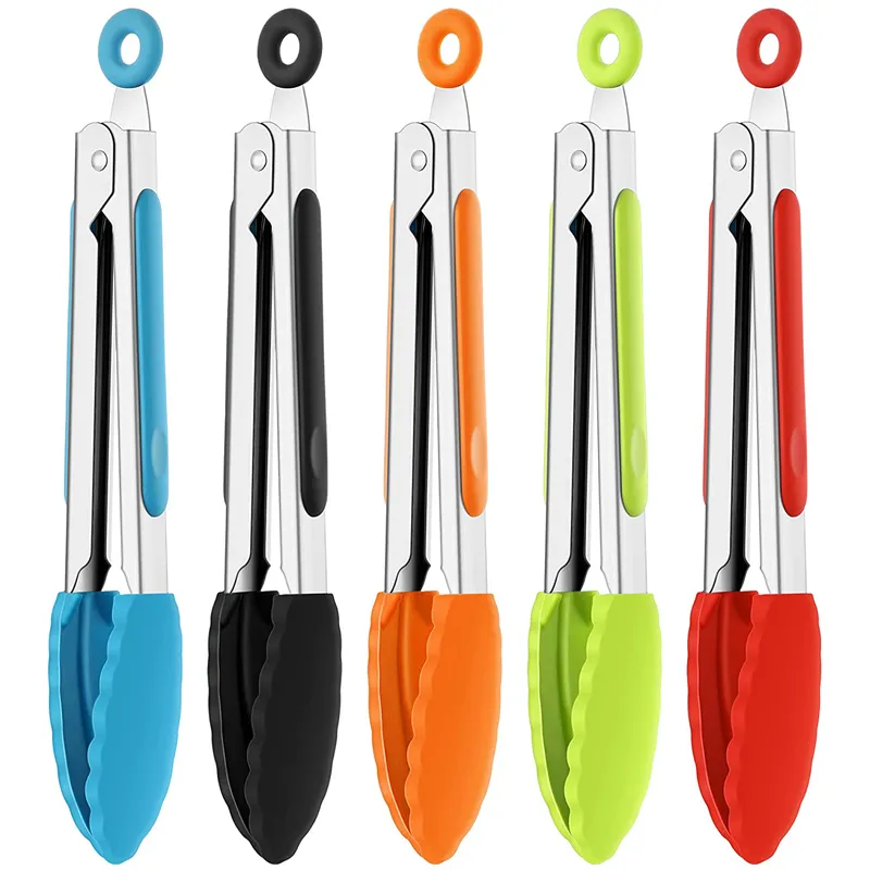 Food Grade Non-Slip Silicone Kitchen Cooking BBQ Food Tong