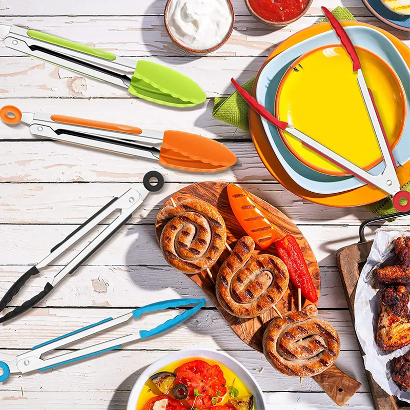 Food Grade Non-Slip Silicone Kitchen Cooking BBQ Food Tong