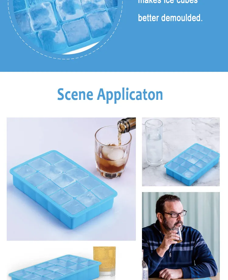 Freezer Ice Trays Stackable Silicone Square Ice Cube Trays