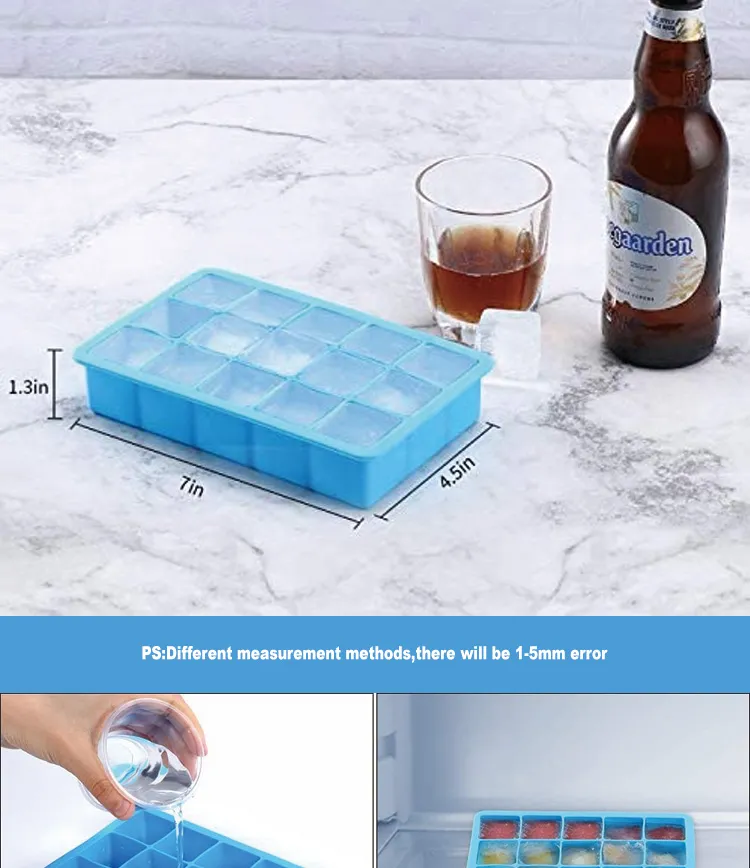 Freezer Ice Trays Stackable Silicone Square Ice Cube Trays