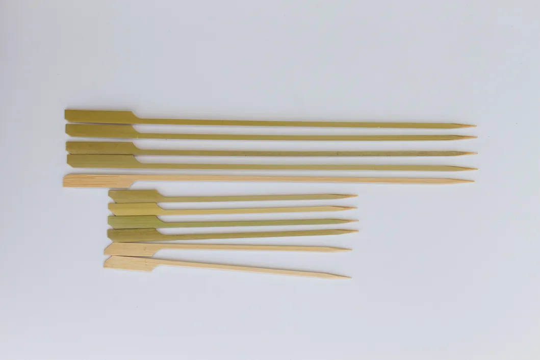 Green Paddle Shape Bamboo Teppo Skewer Natural Color Flag Teppo Sticks Bamboo Skewer with Flag