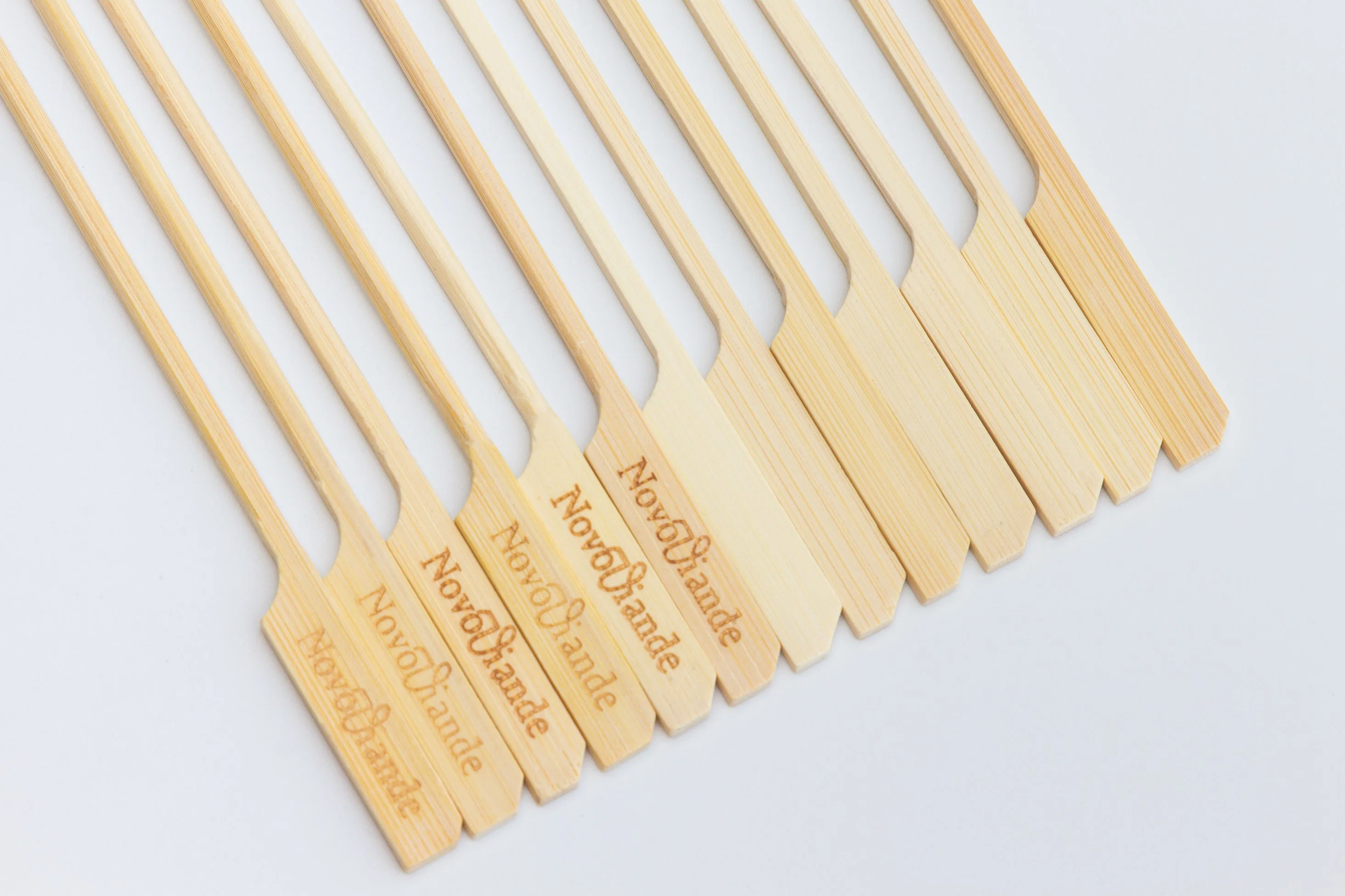 Green Paddle Shape Bamboo Teppo Skewer Natural Color Flag Teppo Sticks Bamboo Skewer with Flag