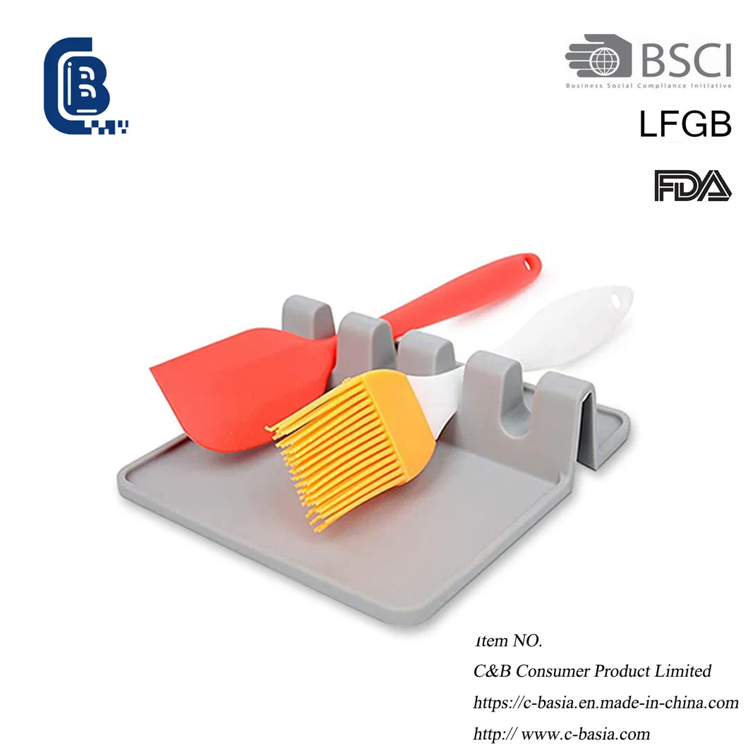 Heat Resistant Kitchen Silicone Ladle Spoon Holder Multi-Function Spoon Rest Durable Kitchenware Cooking Tools