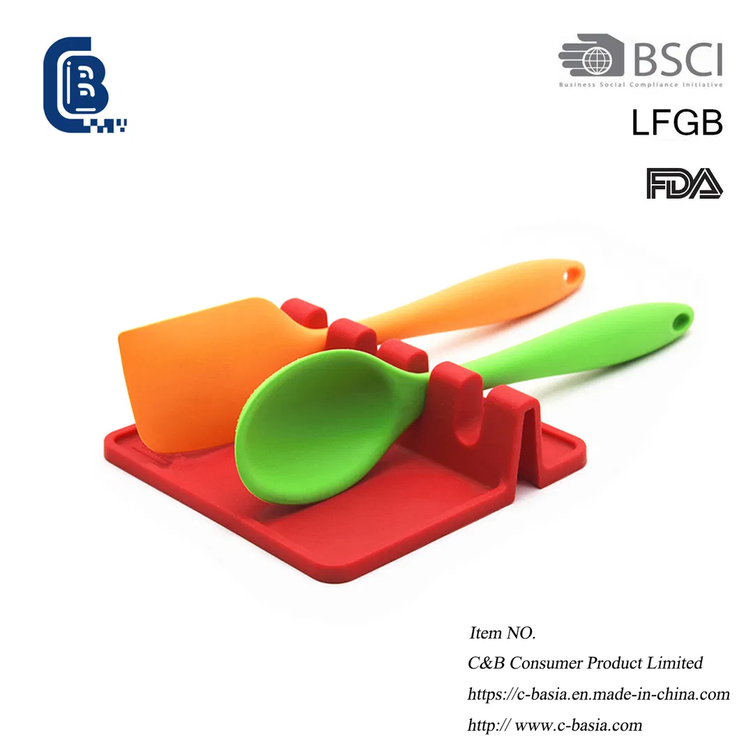 Heat Resistant Kitchen Silicone Ladle Spoon Holder Multi-Function Spoon Rest Durable Kitchenware Cooking Tools