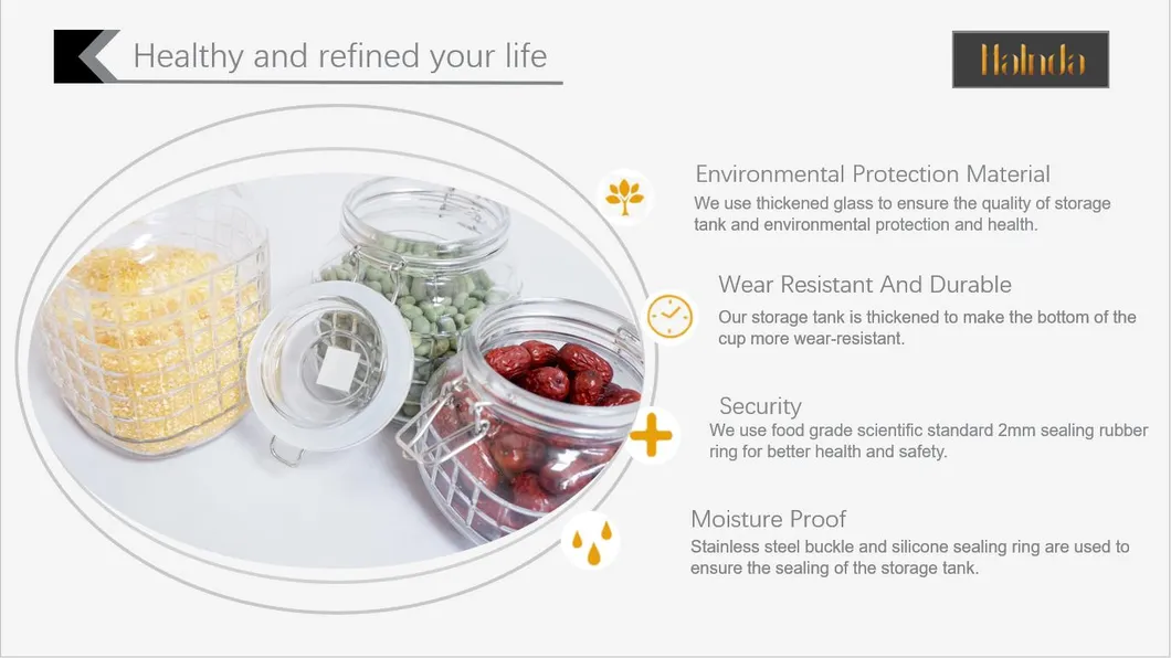 High-Quality Ecological Lead-Free Buckle Glass Bubble Lattice Moisture-Proof Food Storage and Bottled