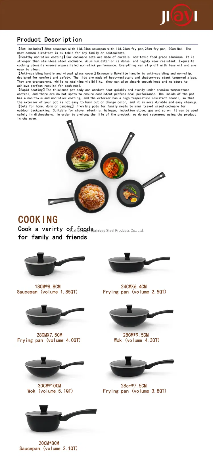 Hight Quality Kitchenware Nonstick Aluminium Cooking Pan Set Pots Cookware Set with Coating
