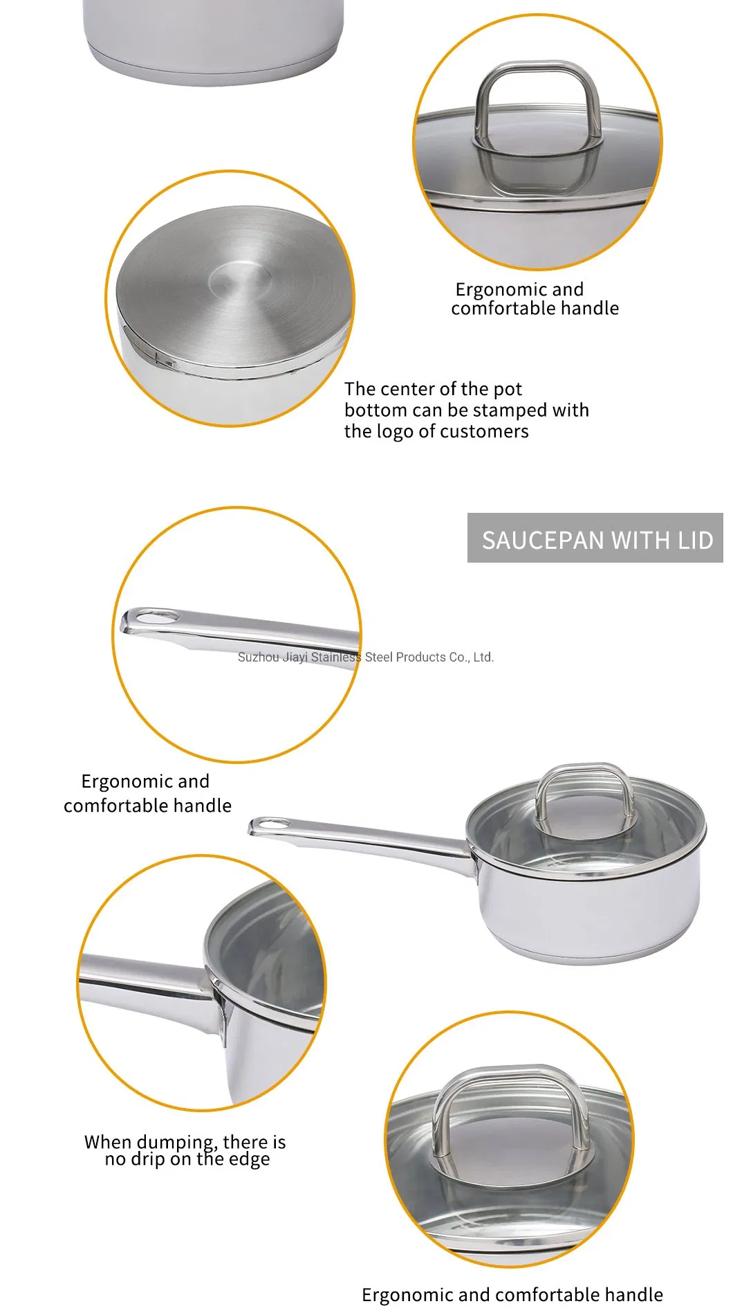 Hot Sale Customized Cooking Pots Set Wholesale Nonstick SUS304 Cookware Sets Saucepan Milkpot Jy-Hj Sets